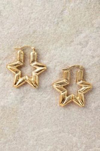 Vermeil Bamboo Star Hoop Earrings - Gold at Urban Outfitters - Seol + Gold - Modalova