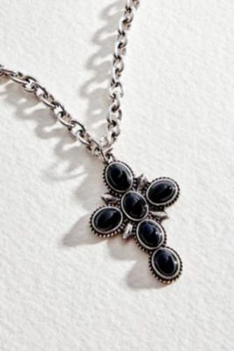 UO Black Stone Cross Pendant Necklace - at - Urban Outfitters - Modalova