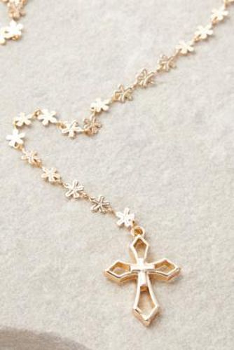Floral Cross Lariat Necklace - Gold at Urban Outfitters - Silence + Noise - Modalova