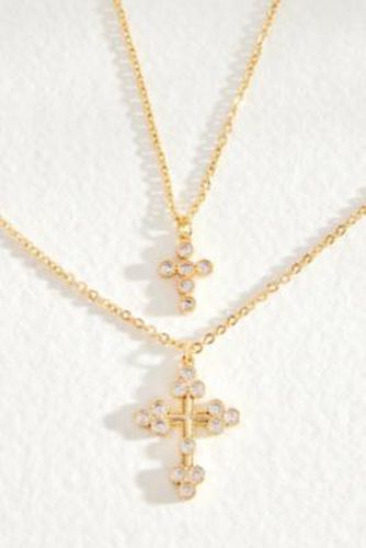 Double Cross Pendant Necklace 2-Pack - Gold at Urban Outfitters - Silence + Noise - Modalova
