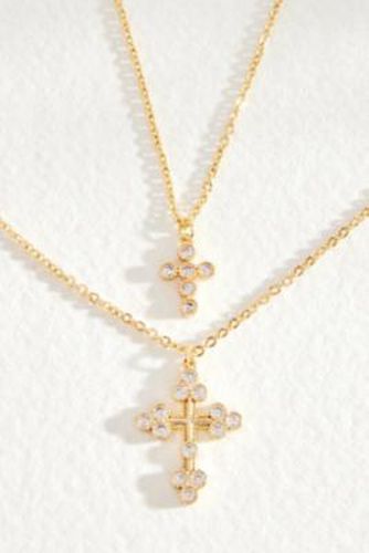 Double Cross Pendant Necklace 2-Pack - at Urban Outfitters - Silence + Noise - Modalova