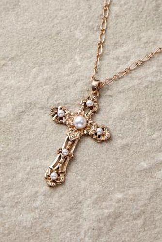 Pearl Statement Cross Necklace - Gold at Urban Outfitters - Silence + Noise - Modalova