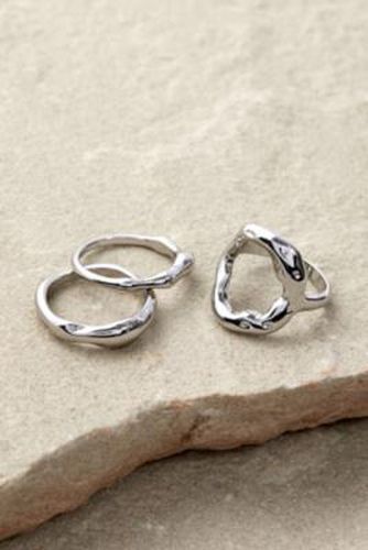 Molten Oval Ring 3-Pack - Silver M/L at Urban Outfitters - Silence + Noise - Modalova