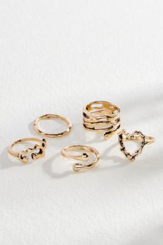Molten Heart Ring 5-Pack - Gold M/L at Urban Outfitters - Silence + Noise - Modalova