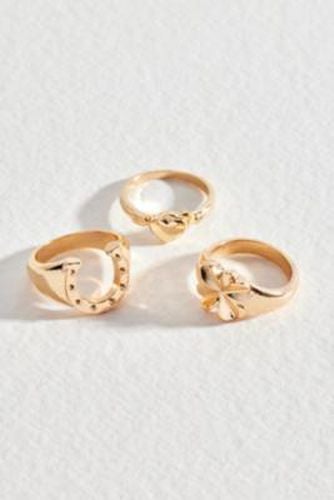 Lucky Charm Ring 3-Pack - Gold M/L at Urban Outfitters - Silence + Noise - Modalova