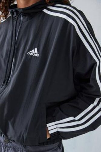 Stripes Woven Zip-Up Hooded Track Top - Black XS at Urban Outfitters - adidas - Modalova