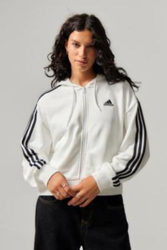 Stripes Zip-Up Hoodie - Black XS at Urban Outfitters - adidas - Modalova