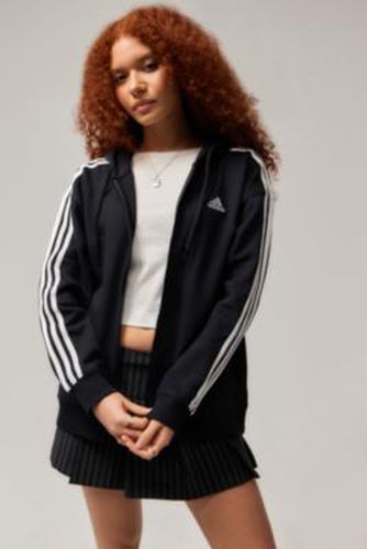 Black 3-Stripe Zip-Up Hoodie - Black XS at Urban Outfitters - adidas - Modalova