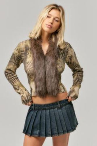 Tana Faux Fur Trim Cardigan XS at Urban Outfitters - Jaded London - Modalova