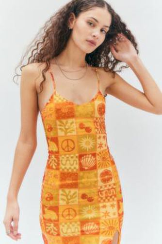 Printed Mesh Midi Dress - Orange S at Urban Outfitters - Daisy Street - Modalova