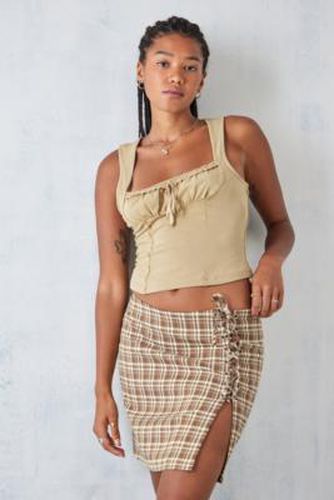 Check Lace-Up Mini Skirt - Brown S at Urban Outfitters - Daisy Street - Modalova