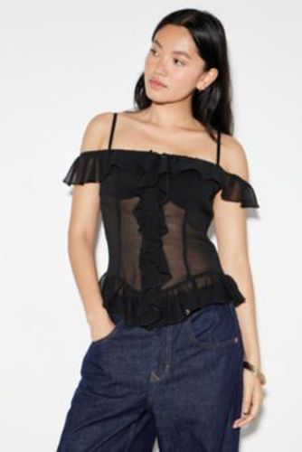 Timeless Ruffle Mesh Top - XS at Urban Outfitters - Lioness - Modalova