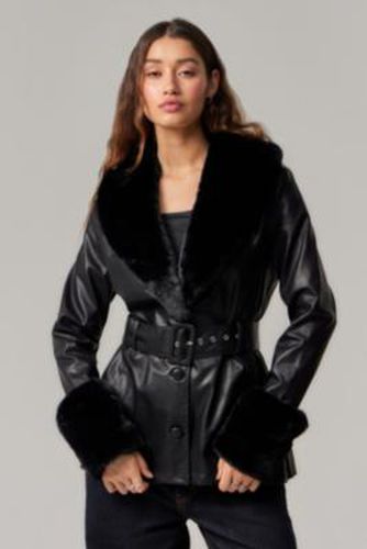 Brooklyn Faux Leather Coat Jacket - Black 2XS at Urban Outfitters - Lioness - Modalova