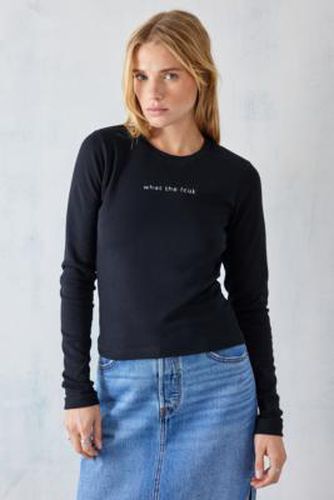 UO Exclusive What The Long-Sleeved T-Shirt - Black XS at Urban Outfitters - FCUK - Modalova