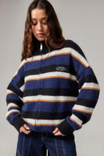 Blue Striped Zip-Up Cardigan S at Urban Outfitters - Minga London - Modalova