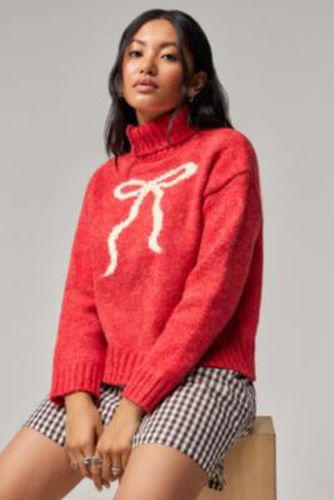 UO Exclusive Devon Bow Knit Jumper - Red XS at Urban Outfitters - Kiss The Sky - Modalova