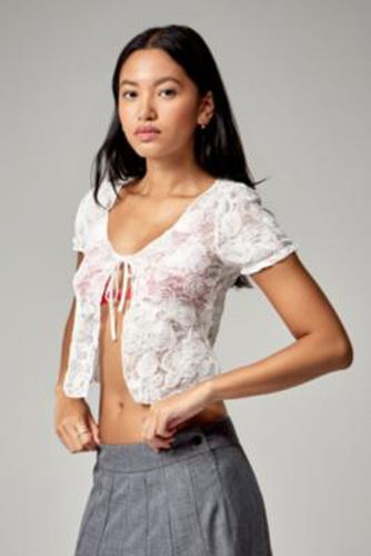 Hillary Lace Tie-Front Top - White XS at Urban Outfitters - Motel - Modalova