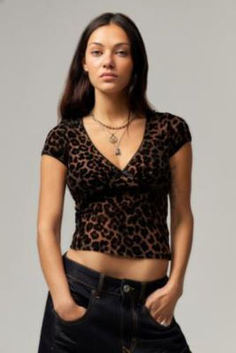 Selina Flocked Leopard Top - 2XS at Urban Outfitters - Motel - Modalova