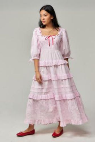 Rebecca Tiered Maxi Dress - Pink UK 8 at Urban Outfitters - Damson Madder - Modalova