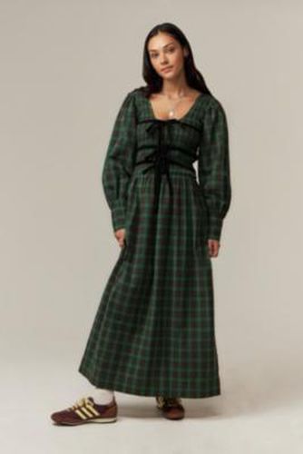 Elle Check Maxi Dress - Green UK 8 at Urban Outfitters - Damson Madder - Modalova