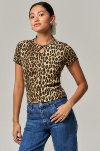 Marnie Leopard Print T-Shirt UK 10 at Urban Outfitters - Damson Madder - Modalova