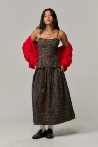 Dark Leopard Persephone Midi Dress UK 10 at Urban Outfitters - Damson Madder - Modalova