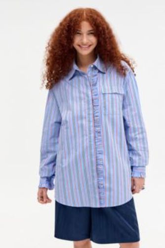 Kylie Stripe Ruffle Shirt - UK 8 at Urban Outfitters - Damson Madder - Modalova