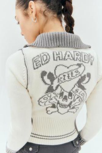 Knitted Track Jacket - Black/White XL at Urban Outfitters - Ed Hardy - Modalova