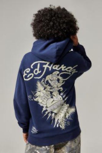 UO Exclusive Navy Sword Zip-Up Hoodie - Navy XS at Urban Outfitters - Ed Hardy - Modalova