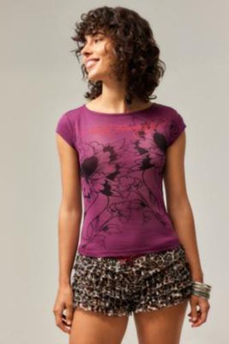 UO Exclusive Diamond Rose Baby T-Shirt - Maroon XS at Urban Outfitters - Ed Hardy - Modalova