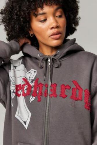 UO Exclusive Cross Zip-Through Hoodie - Dark Grey XS at Urban Outfitters - Ed Hardy - Modalova