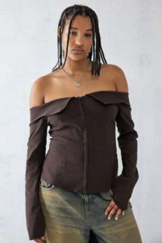 UO Bardot Collar Shirt - Brown 2XS at - Urban Outfitters - Modalova