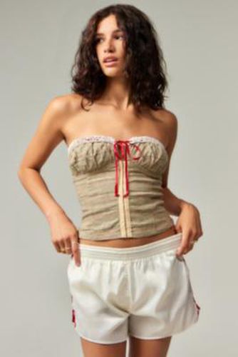 Heather Check Linen Bandeau - Brown 2XS at Urban Outfitters - Kimchi Blue - Modalova