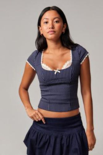 Dylan Scoop Bengaline Top - Navy 2XS at Urban Outfitters - Silence + Noise - Modalova