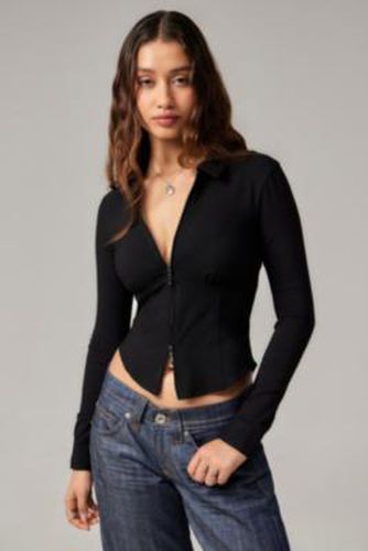 Hailey Zip Through Shirt - Black 2XS at Urban Outfitters - Silence + Noise - Modalova