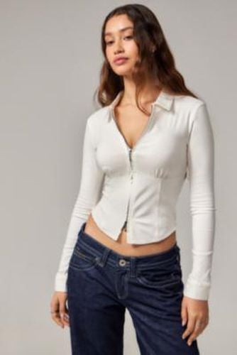 Hailey Zip Through Shirt - White 2XS at Urban Outfitters - Silence + Noise - Modalova