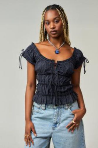 Remi Tie-Front Blouse - Black XS at Urban Outfitters - Kimchi Blue - Modalova