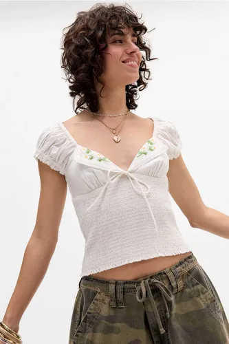 Cameron Poplin Embroidered Blouse - 2XS at Urban Outfitters - Kimchi Blue - Modalova