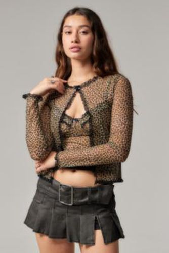 UO Leopard Print Mesh Cardigan - XS at - Urban Outfitters - Modalova