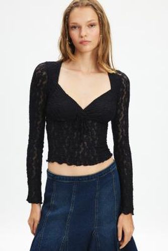 Olivia Lace Long Sleeve Top - Black XS at Urban Outfitters - Kimchi Blue - Modalova