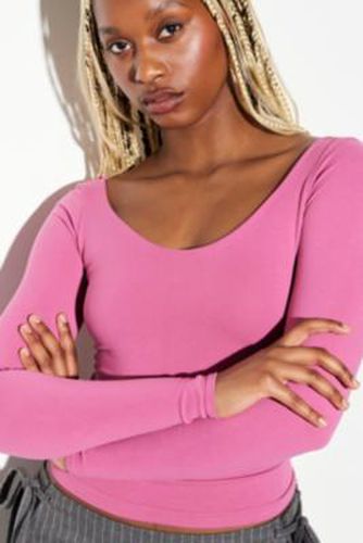 UO Roux Scoop Long Sleeve Seamless Top - Pink XL/2XL at - Urban Outfitters - Modalova