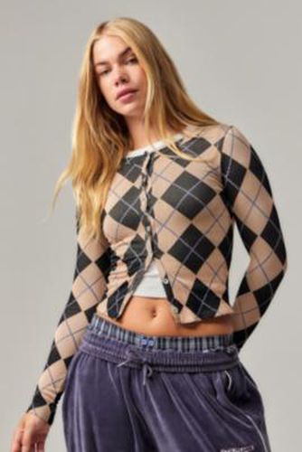 Iets frans. Long Sleeve Argyle Cardigan - Black XS at Urban Outfitters - iets frans... - Modalova