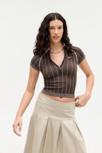 Iets frans. Short Sleeve Pinstripe Polo Shirt - Brown XS at Urban Outfitters - iets frans... - Modalova