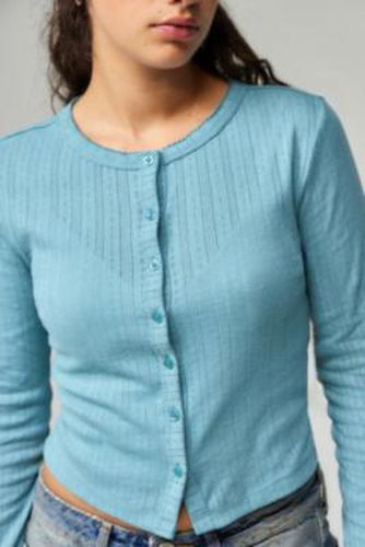 Love Pointelle Cardigan - Blue XS at Urban Outfitters - Kimchi Blue - Modalova