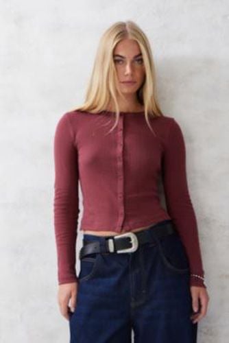 Love Pointelle Cardigan - Maroon XS at Urban Outfitters - Kimchi Blue - Modalova