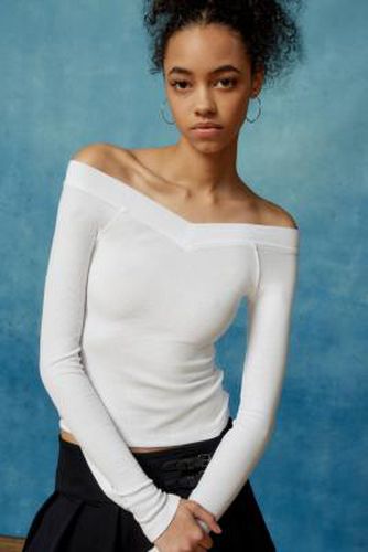Shannen Slinky V-Neck Long Sleeve T-Shirt - White L at Urban Outfitters - BDG - Modalova