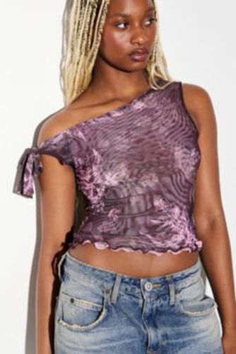 UO Danica Asymmetric Mesh Top - Pink XS at - Urban Outfitters - Modalova