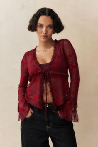 Tilly Flock Tie-Up Cardigan - Red XS at Urban Outfitters - Silence + Noise - Modalova