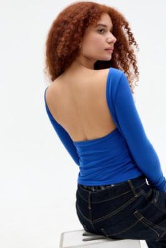 UO Lia Long Sleeve Backless Top - Blue XS at - Urban Outfitters - Modalova