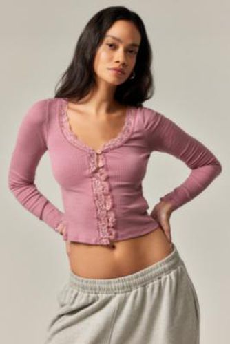 UO Clover Lace Cardigan - Pink XS at - Urban Outfitters - Modalova